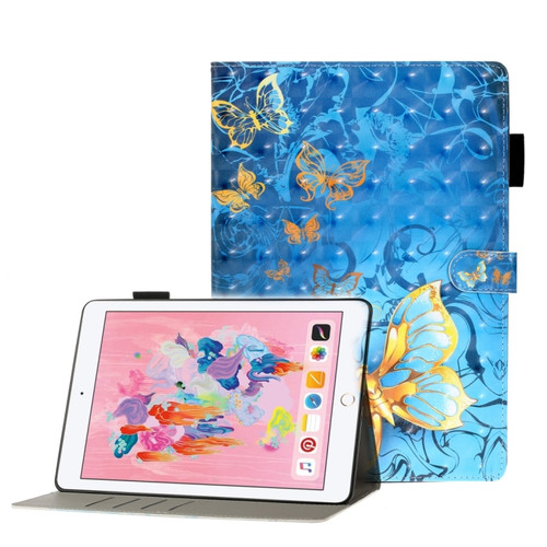iPad 10.2 2021 A2602 3D Embossing Pattern Leather Tablet Case - Blue Butterfly