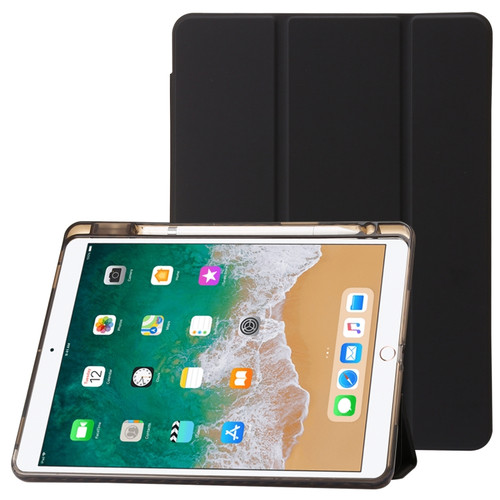 Clear Acrylic 3-Fold Leather Tablet Case iPad 10.2 2019 / 10.2 2020 / 10.2 2021 / Pro 10.5 2017 / Air 10.5 2019 - Black