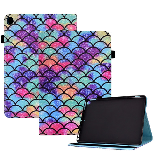 Colored Drawing Stitching Elastic Band Leather Smart Tablet Case iPad 10.2 2020 / 2019 / 10.5 2019 - Wavy Pattern