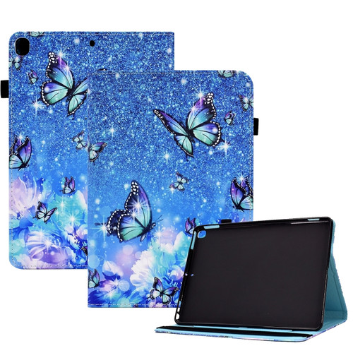 Colored Drawing Stitching Elastic Band Leather Smart Tablet Case iPad 10.2 2020 / 2019 / 10.5 2019 - Butterfly