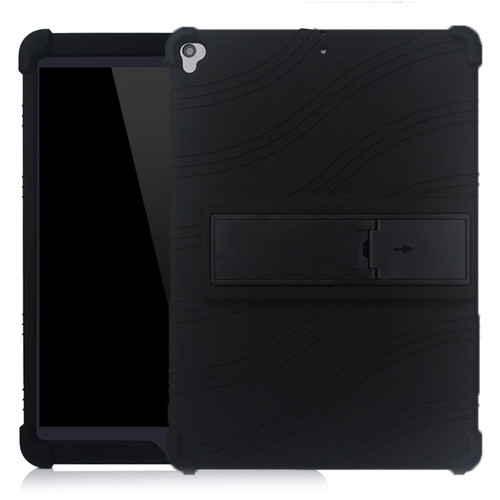 iPad 10.2 / 10.5 Tablet PC Silicone Protective Case with Invisible Bracket - Black