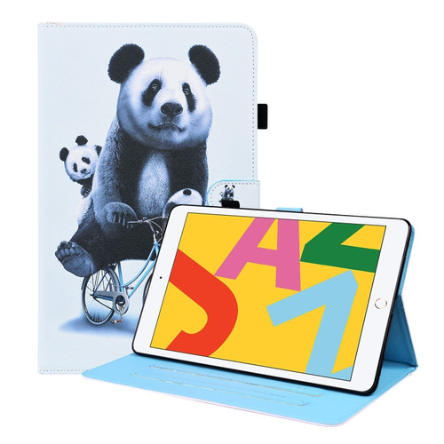 iPad 10.2 2021 / 2020 / 2019 Animal Pattern Horizontal Flip Leather Case with Holder & Card Slots & Photo Frame & Sleep / Wake-up Function - Cycling Panda