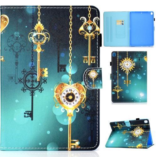 iPad 10.2 2021 / 2020 / 2019 Colored Drawing Horizontal Flip Leather Case with Holder & Card Slots & Pen Slot & Sleep / Wake-up Function - Antique Clock