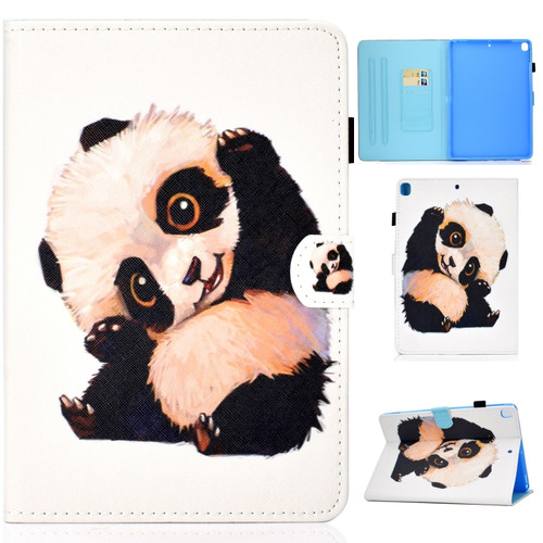 iPad 10.2 2021 / 2020 / 2019 Colored Drawing Horizontal Flip Leather Case with Holder & Card Slots & Pen Slot & Sleep / Wake-up Function - Beckoning Panda