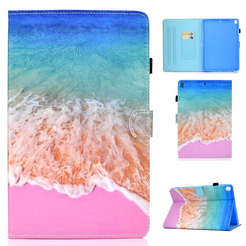 iPad 10.2 2021 / 2020 / 2019 Colored Drawing Horizontal Flip Leather Case with Holder & Card Slots & Pen Slot & Sleep / Wake-up Function - Ocean