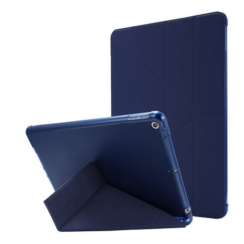 iPad 10.2 2021 / 2020 / 2019 Airbag Deformation Horizontal Flip Leather Case with Holder & Pen Holder - Dark Blue