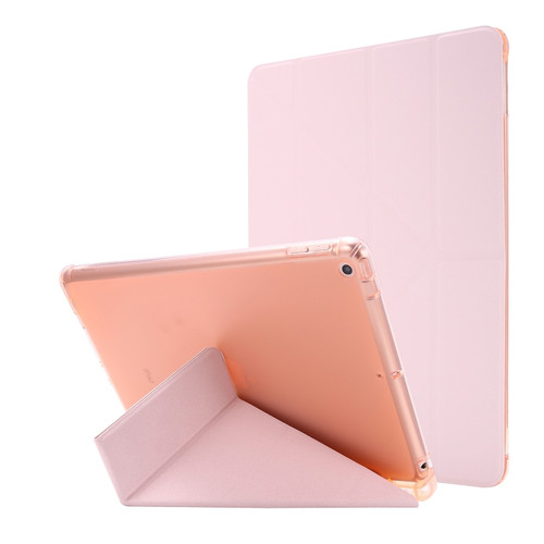 iPad 10.2 2021 / 2020 / 2019 Airbag Deformation Horizontal Flip Leather Case with Holder & Pen Holder - Pink