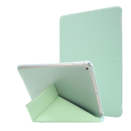 iPad 10.2 2021 / 2020 / 2019 Airbag Deformation Horizontal Flip Leather Case with Holder & Pen Holder - Mint Green