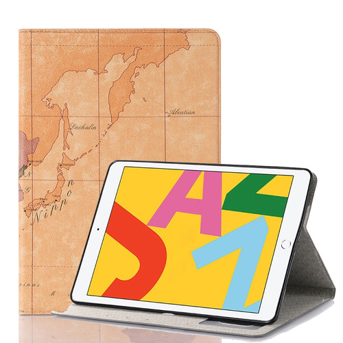 iPad 10.2 / 10.5 Map Texture Horizontal Flip Leather Case with Holder & Card Slots & Wallet, Random Texture Delivery - Brown