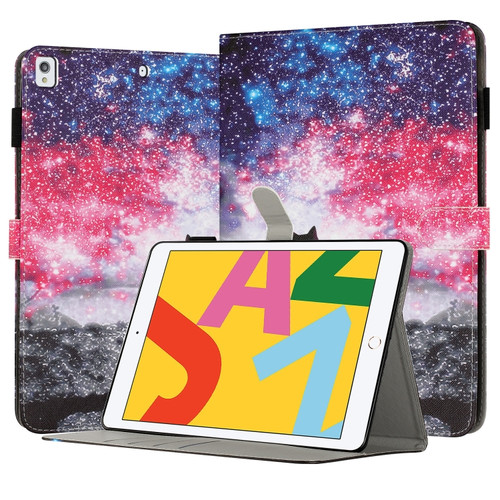 iPad 10.2 2021 / 2020 Painted Leather Smart Tablet Case - Starry Sky Cat