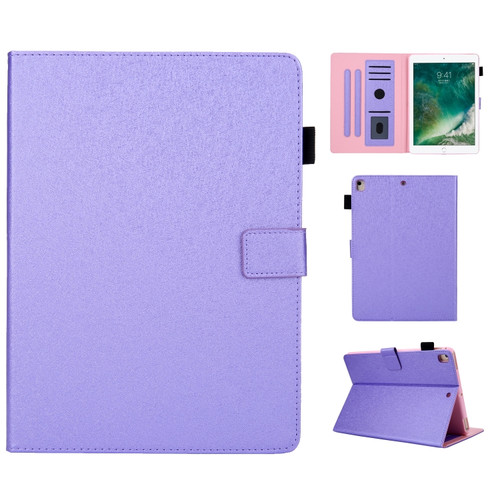 iPad 10.2 2021 / 2020 / 2019 Hair Silky Texture Solid Color Horizontal Flip Leather Case with Holder & Card Slots & Photo Frame & Anti-Skid Strip - Purple