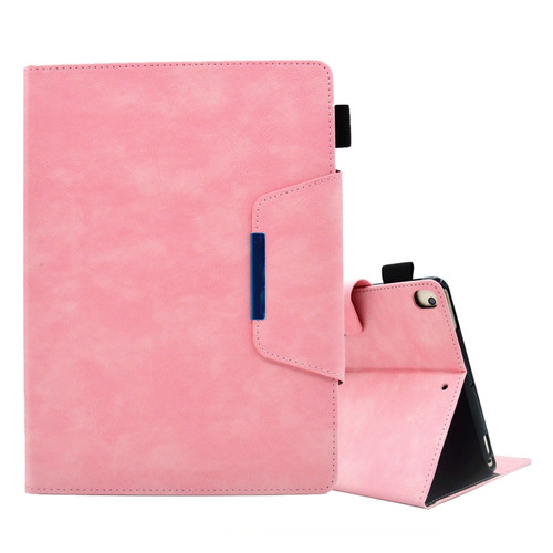iPad 10.2 2020&2019 / Air 10.5 Suede Cross Texture Magnetic Clasp Leather Tablet Case - Pink