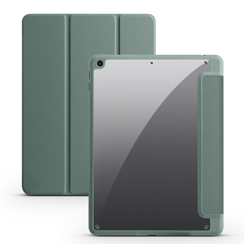 iPad 10.2 2021/2020/2019 Acrylic 3-folding Smart Leather Tablet Case - Dark Green
