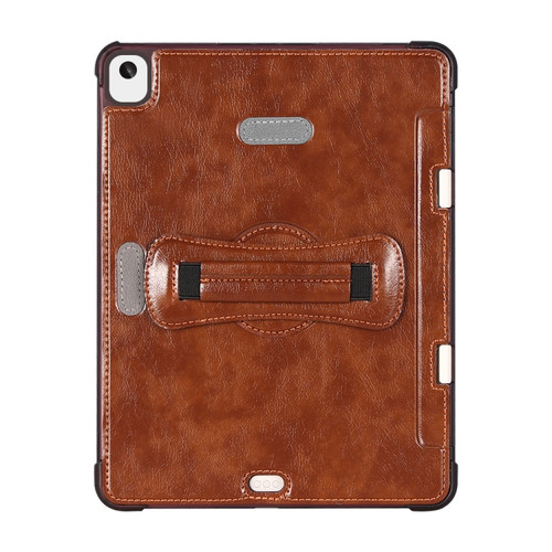 iPad 10.2 / Pro 10.5 / Air 3 360 Degree Rotation Handheld Leather Back Tablet Case with Pencil Slot - Brown