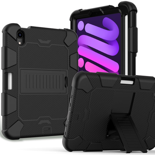 iPad mini 6 Two-Color Robot Shockproof Silicone + PC Protective Tablet Case with Holder & Pen Slot - Black