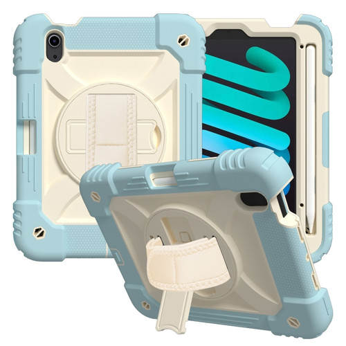 iPad mini 6 Shockproof PC + Silicone Combination Tablet Case with Holder & Hand Strap & Shoulder Strap - Ice Blue