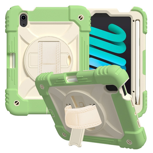 iPad mini 6 Shockproof PC + Silicone Combination Tablet Case with Holder & Hand Strap & Shoulder Strap - Matcha Green