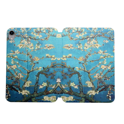 iPad mini 6 Dual-folding Coloured Drawing Voltage Horizontal Flip PU Leather Tablet Case with Holder & Sleep / Wake-up Function - White Cherry Blossoms