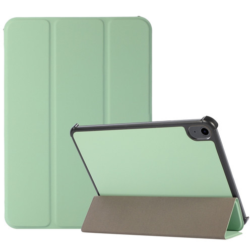 iPad mini 6 3-folding Skin Texture Horizontal Flip TPU + PU Tablet Leather Case with Holder - Mint Green