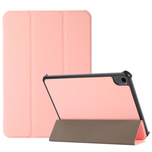 iPad mini 6 3-folding Skin Texture Horizontal Flip TPU + PU Tablet Leather Case with Holder - Pink