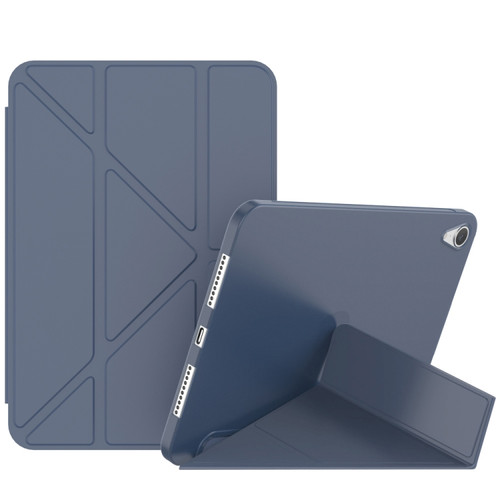 iPad mini 6 Double-sided Matte Deformation TPU Tablet Leather Case with Holder & Sleep / Wake-up Function - Dark Blue