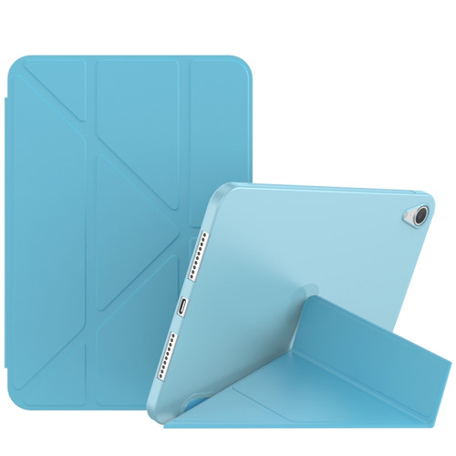 iPad mini 6 Double-sided Matte Deformation TPU Tablet Leather Case with Holder & Sleep / Wake-up Function - Sky Blue