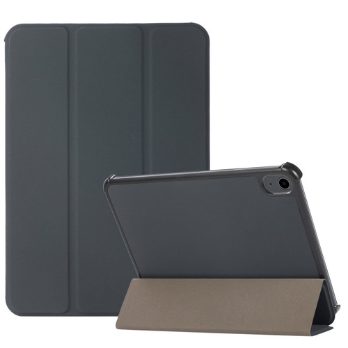 iPad mini 6 3-folding Skin Texture Horizontal Flip TPU + PU Tablet Leather Case with Holder - Black