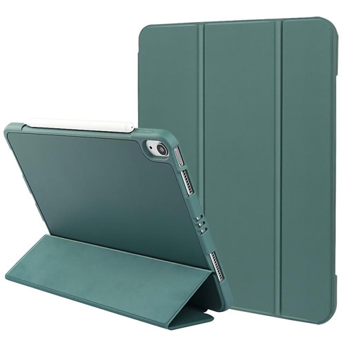 iPad mini 6 3-Fold Holder Shockproof Leather Smart Tablet Case - Dark Green