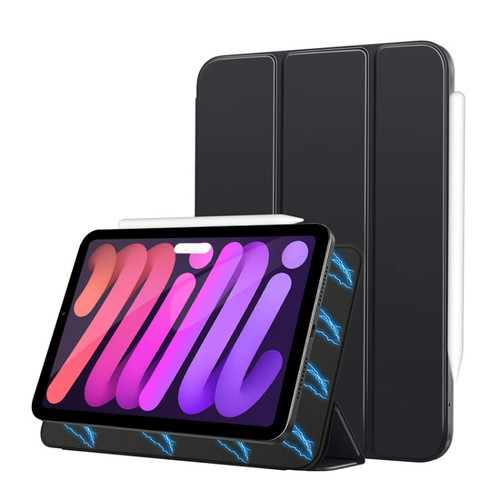 iPad mini 6 3-fold Double-sided Clip Magnetic Smart Tablet Case - Black