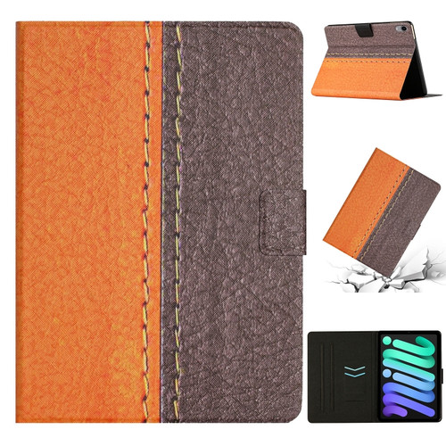 iPad mini 6 Stitching Solid Color Smart Leather Tablet Case - Orange