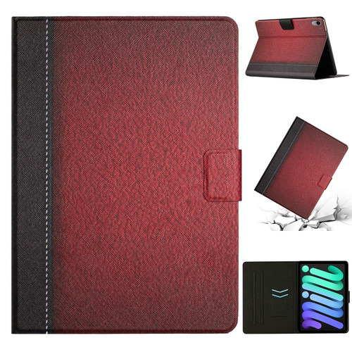 iPad mini 6 Stitching Solid Color Smart Leather Tablet Case - Red