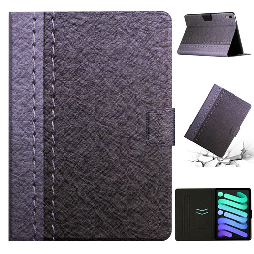 iPad mini 6 Stitching Solid Color Smart Leather Tablet Case - Grey