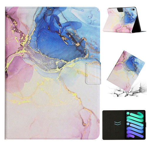 iPad mini 6 Marble Pattern Smart Leather Tablet Case - Pink Blue