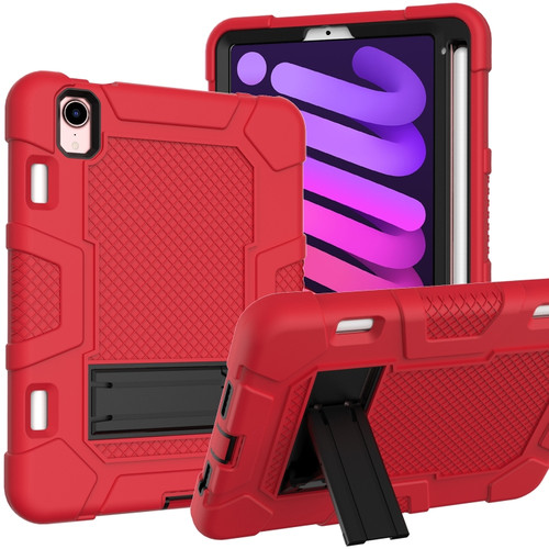 iPad mini 6 Contrast Color Robot Silicone + PC Tablet Case - Red Black