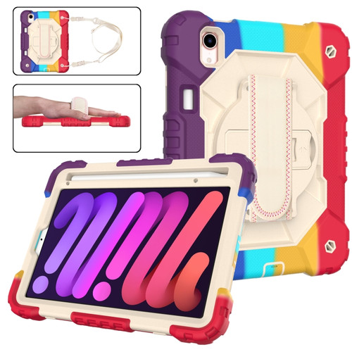 iPad mini 6 Contrast Color Robot Silicone + PC Tablet Case - Colorful Red