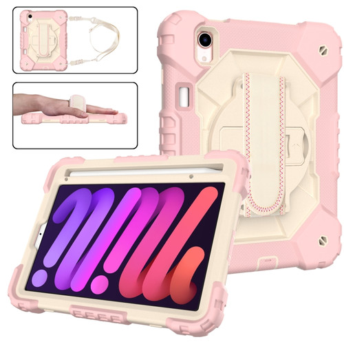 iPad mini 6 Contrast Color Robot Silicone + PC Tablet Case - Rose Gold+Beige