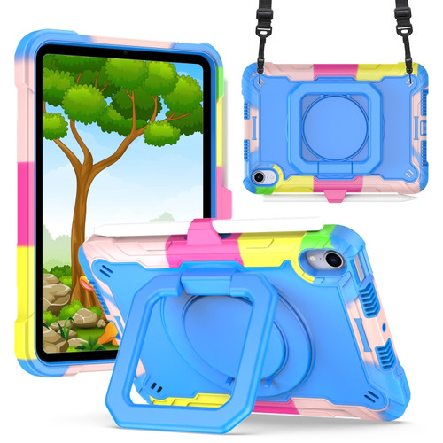 iPad mini 6 Silicone + PC Bracelet Holder Tablet Case - Camouflage + Blue