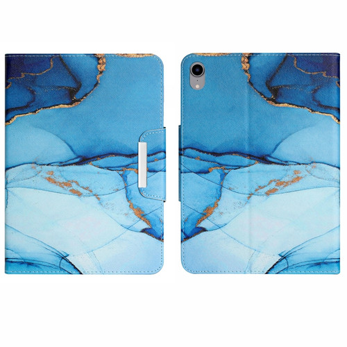 iPad mini 6 Colored Drawing Horizontal Flip Leather Tablet Case - Cyan Marble