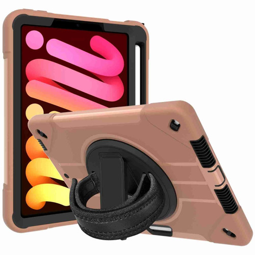 360-degree Rotating Holder Tablet Case with Wristband iPad mini 6 - Brown + Black