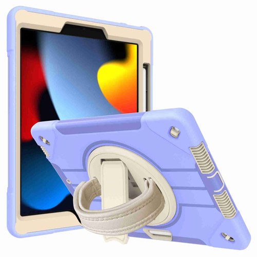 360-degree Rotating Holder Tablet Case with Wristband iPad mini 6 - Purple + Beige