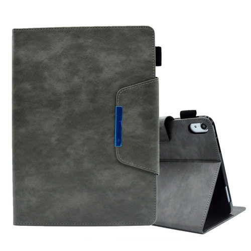 iPad mini 6 Suede Cross Texture Magnetic Clasp Leather Tablet Case - Grey