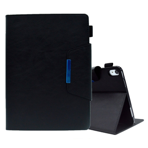 iPad mini 6 Suede Cross Texture Magnetic Clasp Leather Tablet Case - Black