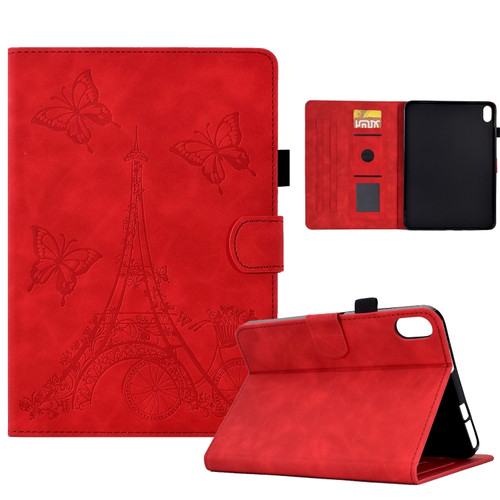 iPad mini 6 Tower Embossed Leather Smart Tablet Case - Red