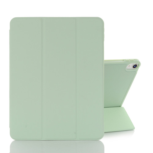 iPad mini 6 Back Sticker Skin Feel Horizontal Flip Leather Tablet Case with Tri-fold Holder - Grass Green