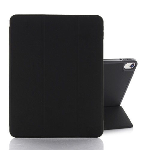 iPad mini 6 Back Sticker Skin Feel Horizontal Flip Leather Tablet Case with Tri-fold Holder - Black