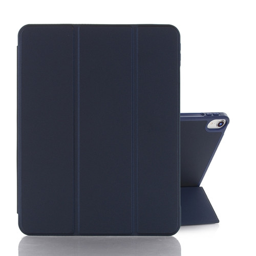 iPad mini 6 Back Sticker Skin Feel Horizontal Flip Leather Tablet Case with Tri-fold Holder - Dark Blue