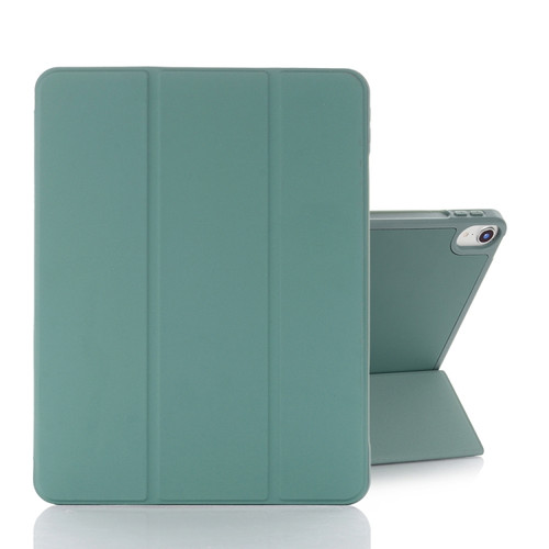 iPad mini 6 Back Sticker Skin Feel Horizontal Flip Leather Tablet Case with Tri-fold Holder - Dark Green