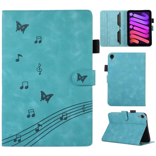 iPad mini 6 Staff Music Embossed Smart Leather Tablet Case - Blue