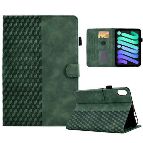 iPad mini 6 Rhombus Embossed Leather Smart Tablet Case - Green