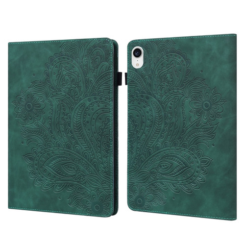 iPad mini 6 Peacock Embossed Pattern TPU + PU Leather Tablet Case - Green